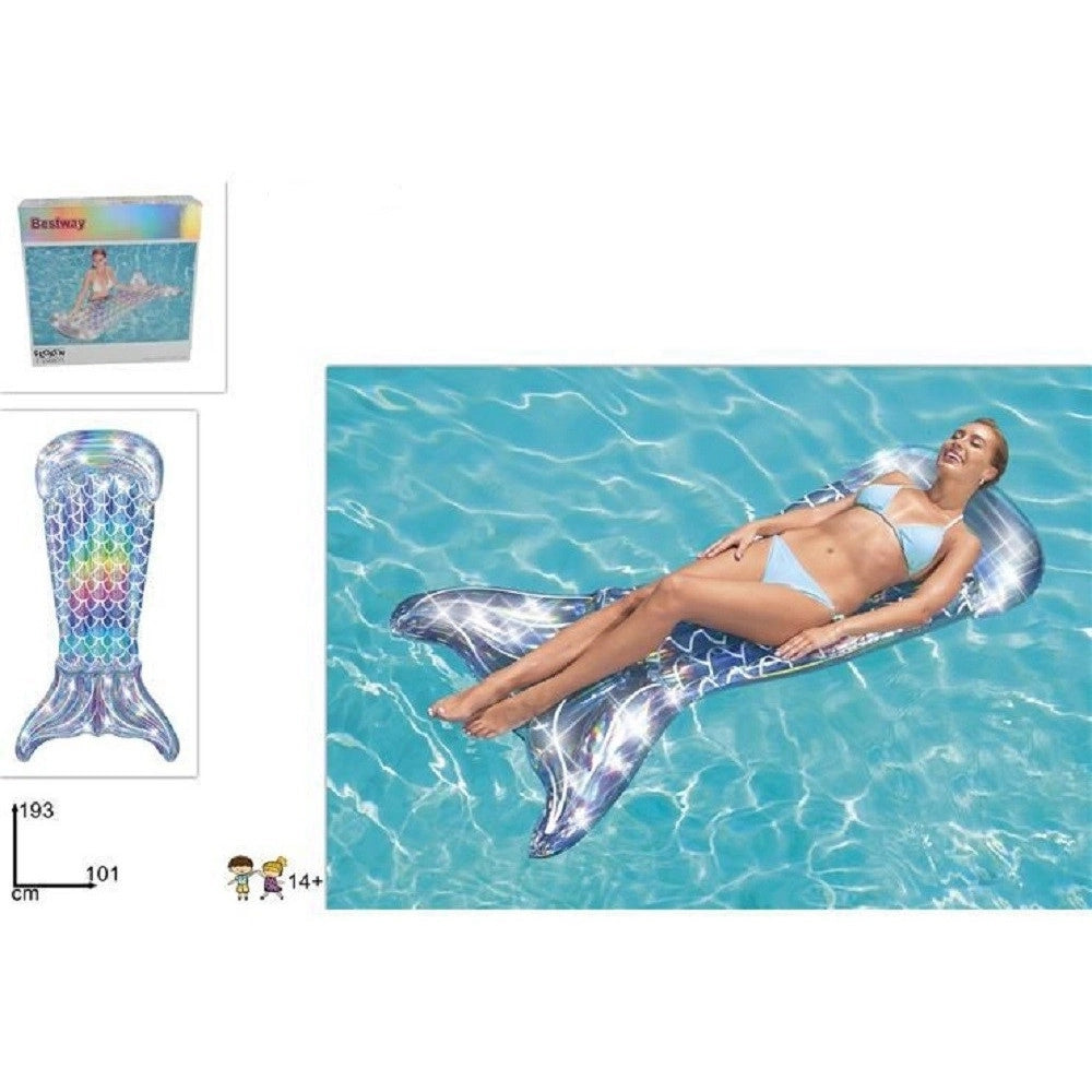 Trade Shop - Materassino Gonfiabile Fashion Coda A Sirena Iridescente 193x101cm Piscina 43413 -