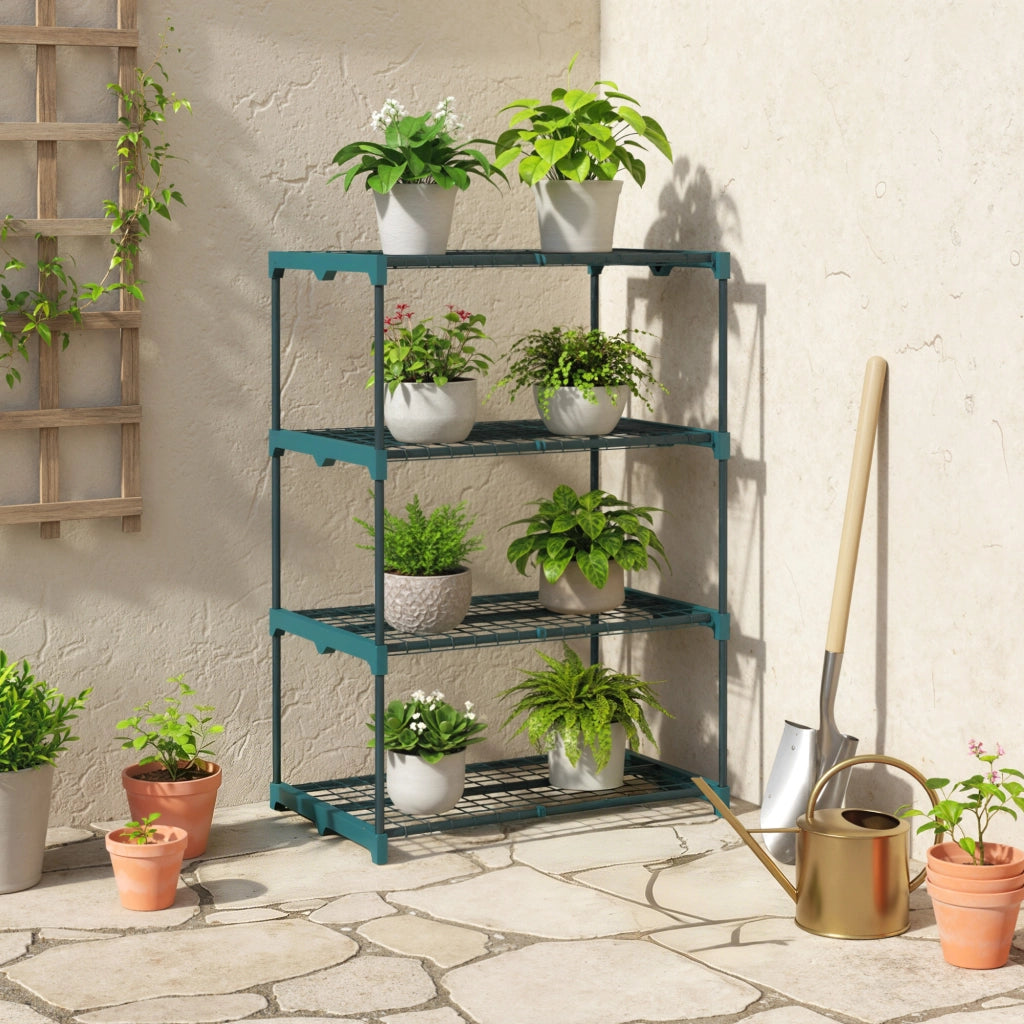 Portapiante a 4 Livelli ¨C Minimal ¨C Verde, Acciaio, Plastica, 67x49x105 cm