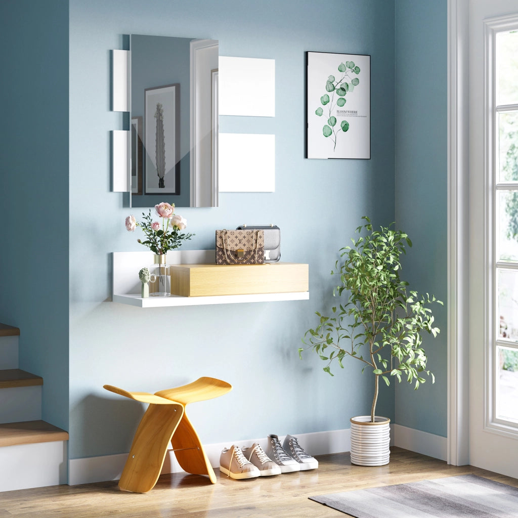 Mobile da Ingresso con Specchio e Cassetto ¨C Xylo ¨C Legno Bianco 40x70cm