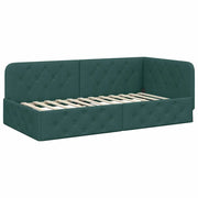 Letto singolo | Letto per adulti | Cornice del letto ad angolo Verde Scuro 100 x 200 cm Tessuto
