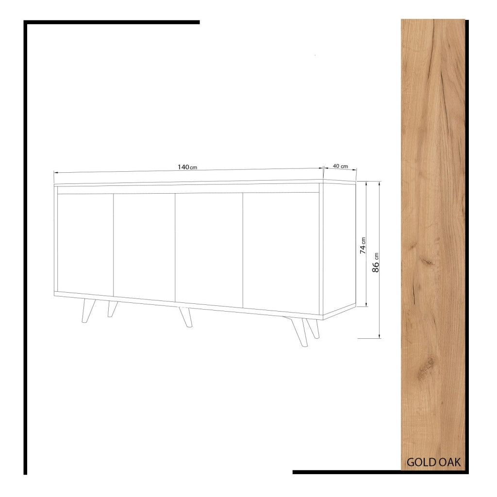 Credenza in legno "Nossa" - 140 x 40 x 86 cm - Marrone