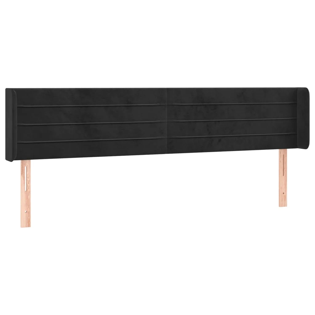 Testiera ad Orecchio-Testata con Orecchie Nera 183x16x78/88 cm in Velluto 837084