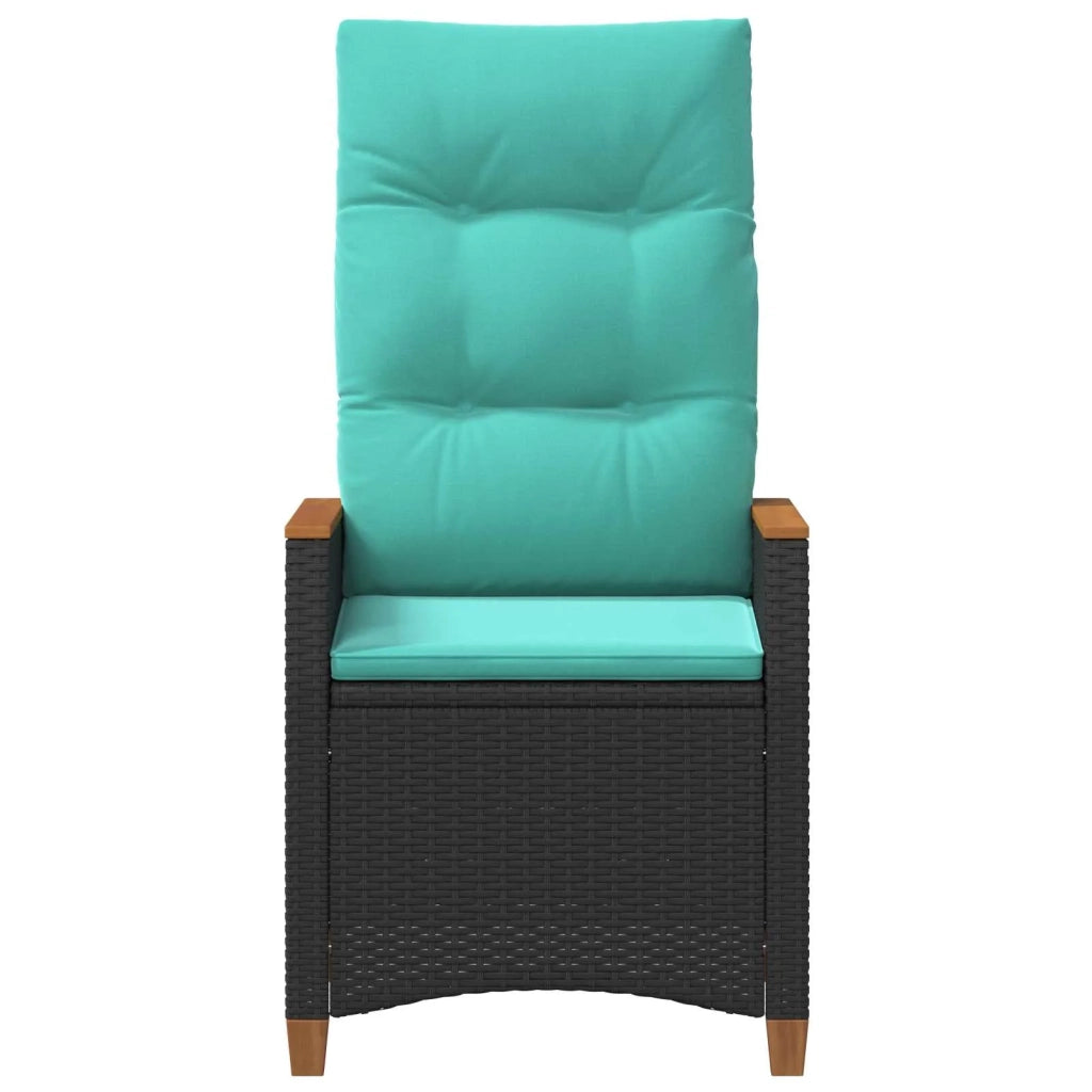Sedia da giardino reclinabile Nero e Turchese polyrattan 42026863