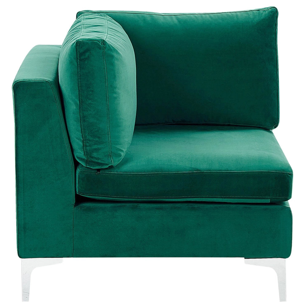 Divano Componibile Velluto Verde 3 Posti Gambe In Metallo Argento Stile Glamour