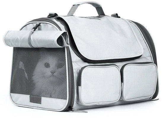 Porta gatti - Tas di trasporto per gatti - Cuscino di trasporto morbido - Conformità aerei garantita - Grande valigia per gatti - 4 finestre in vetro - Adatto per gatti e piccoli animali domestici - Capacità kg: 6kg