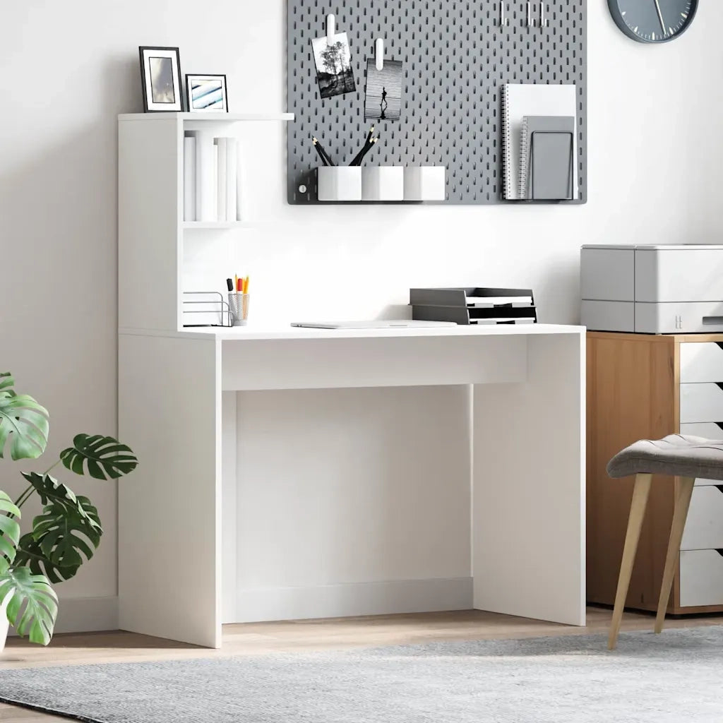 Scrivania | Tavolo da Ufficio Bianco 102 x 50 x 124 cm Legno multistrato