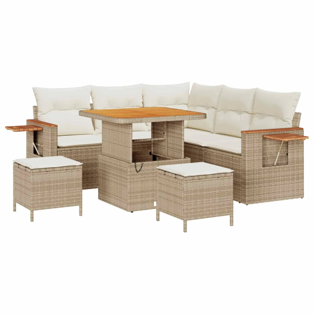 Set Divano da Giardino 8 pcs Beige polyrattan 3363041