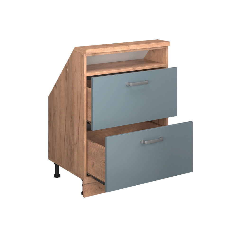 Mobile sottotetto Rion Grigio-blu/Rovere dorato con 2 cassetti Vicco