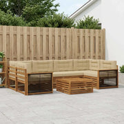 Set di divani da esterno con cuscino 7 pcs Naturale e Beige 3383086