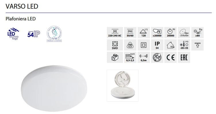 Plafoniera LED Kanlux VARSO 24W 4000K sensore IP54