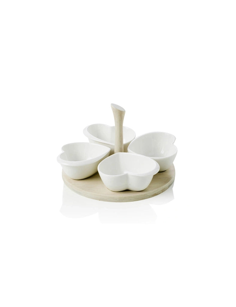 Antipastiera quadrifogliocuori porc bianca sup bamboo natu