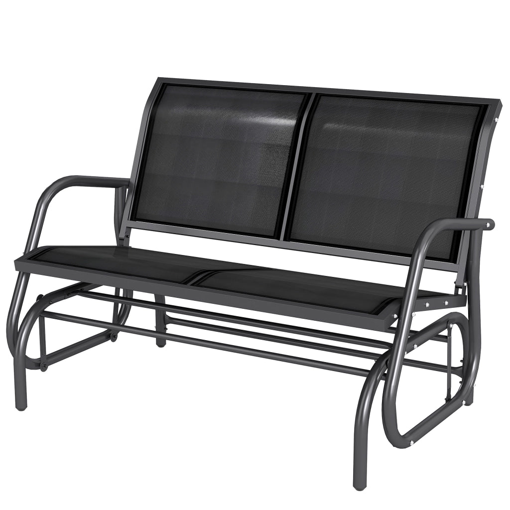 Divanetto da Giardino 2 Posti ¨C Minimal ¨C Nero, Textilene, Metallo