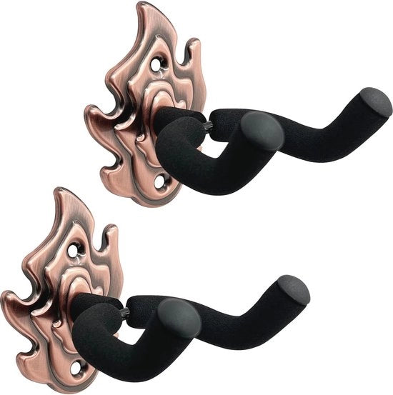 Set di appesi per chitarra a muro da 2 - Appoggio metallico per basso, chitarra, banjo e ukulele