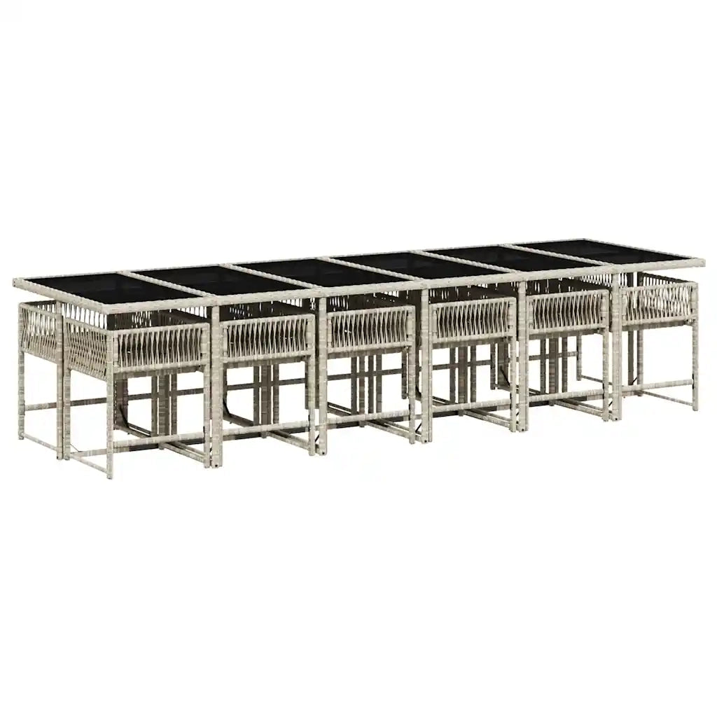 Set da Pranzo da Giardino 13pz con Cuscini Grigio in Polyrattan 3211487