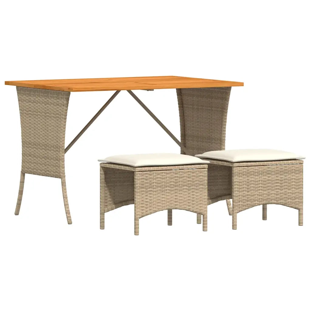 Set da Pranzo da Giardino 3 pz con Cuscini Beige in Polyrattan 4104137