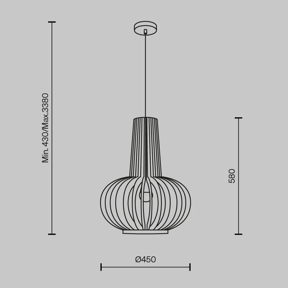 Maytoni Sospensione moderna Roots 1 luce E27 nero metallo legno