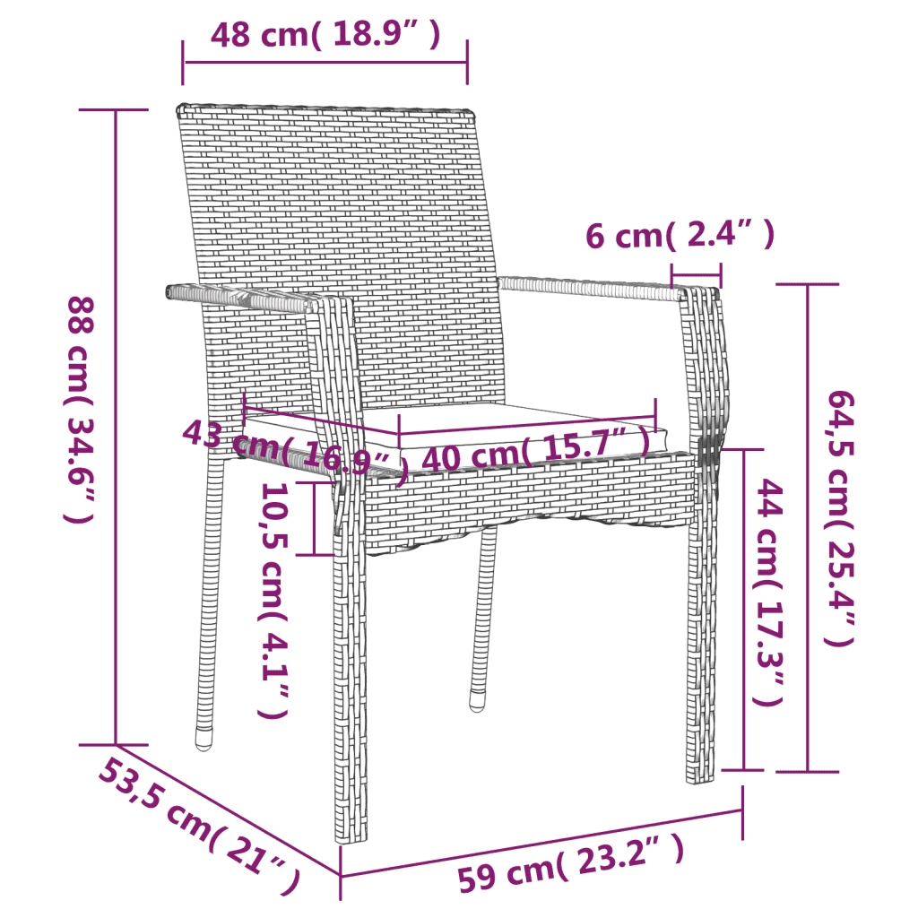 Set da Pranzo da Giardino 9 pz con Cuscini Nero in Polyrattan 3213495