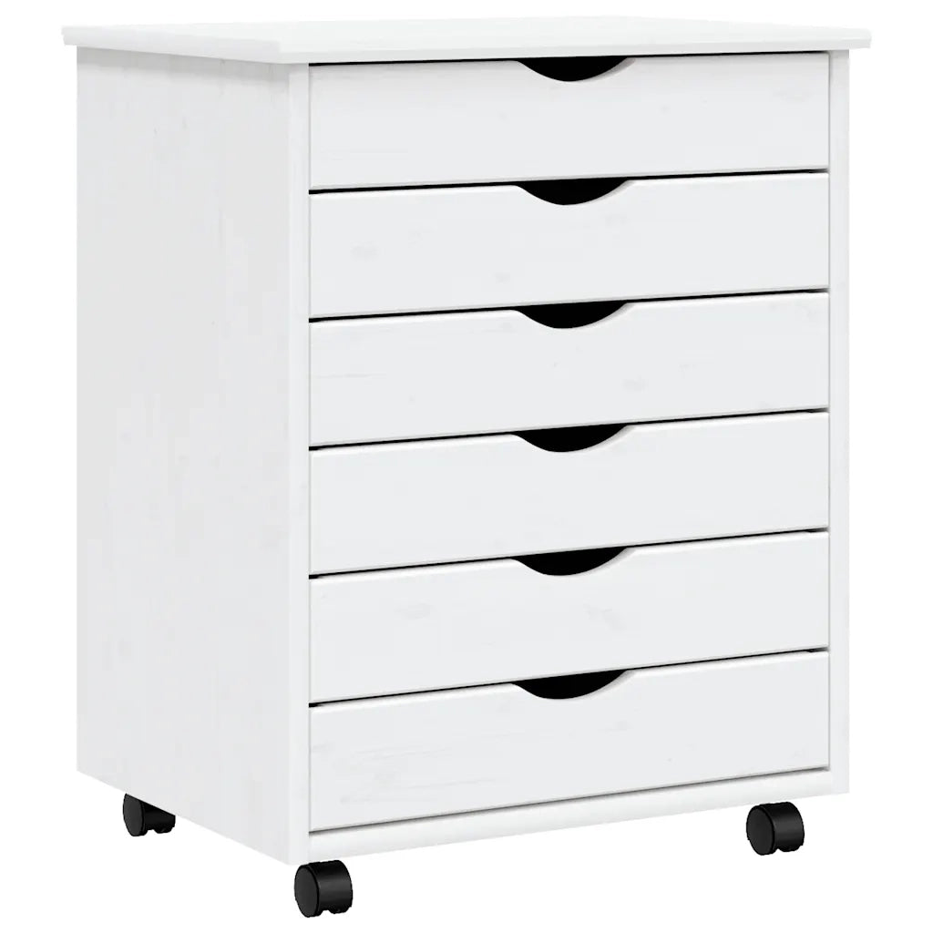 Armadietto Rotante con Cassetti MOSS Bianco Legno Massello Pino 355892