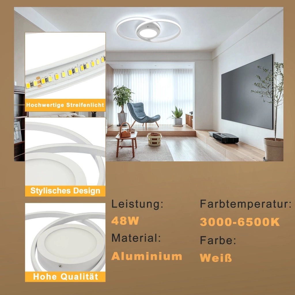 ZMH Lampada da soffitto LED 48W dimmerabile telecomando per interni