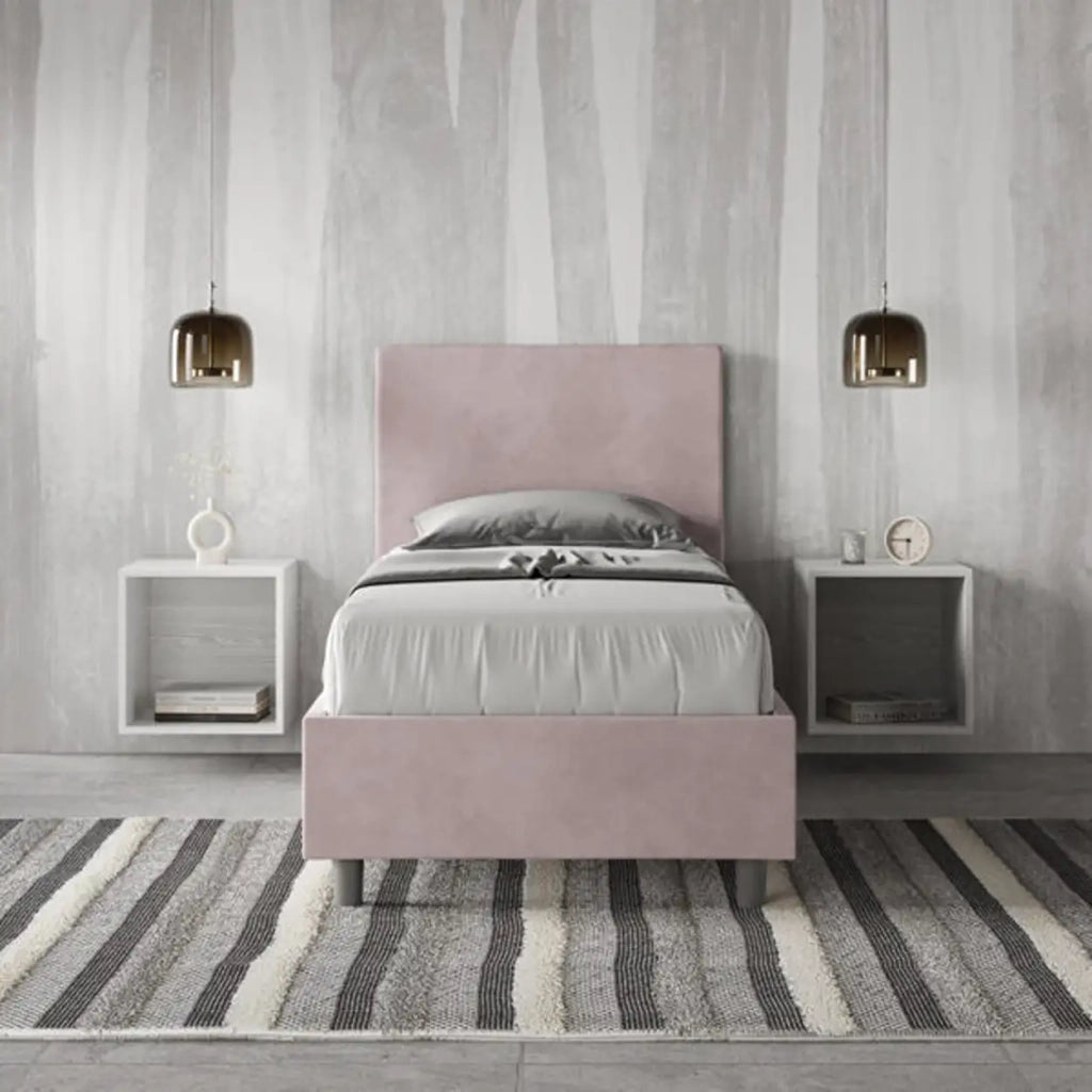 Letto singolo senza rete imbottito 80x210 microfibra glicine Adele