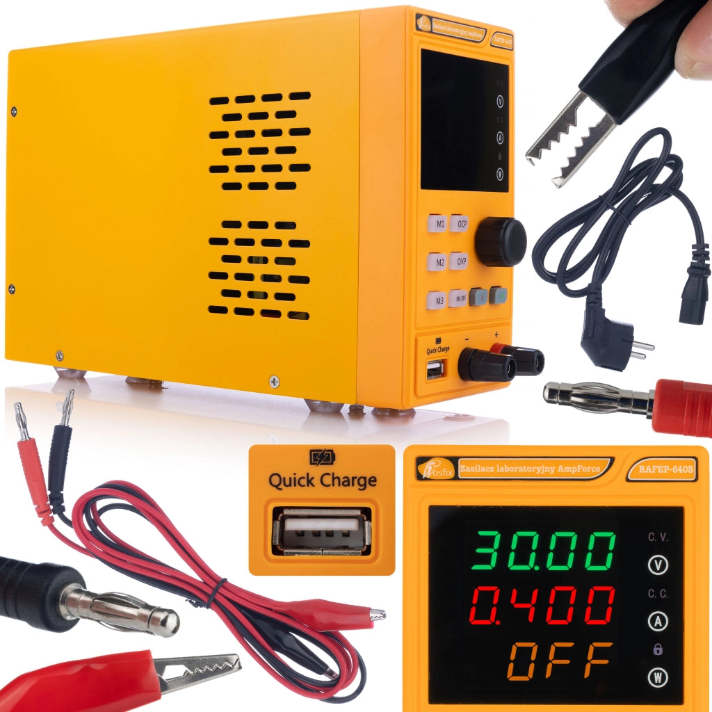 Zasilatore da Laboratorio AmpForce RAFEP-6405 – 64V 5A, Precisione Elevata | Display Chiaro, Protezione ROSFIX