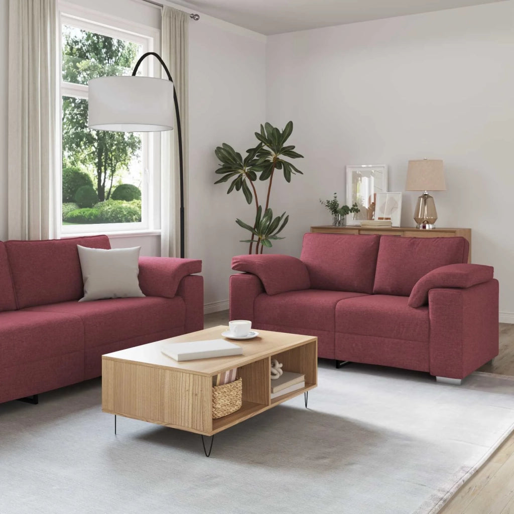 Divano 3 pcs Rosso Vento 219 x 80 x 82 cm Tessuto misto lino 3324661