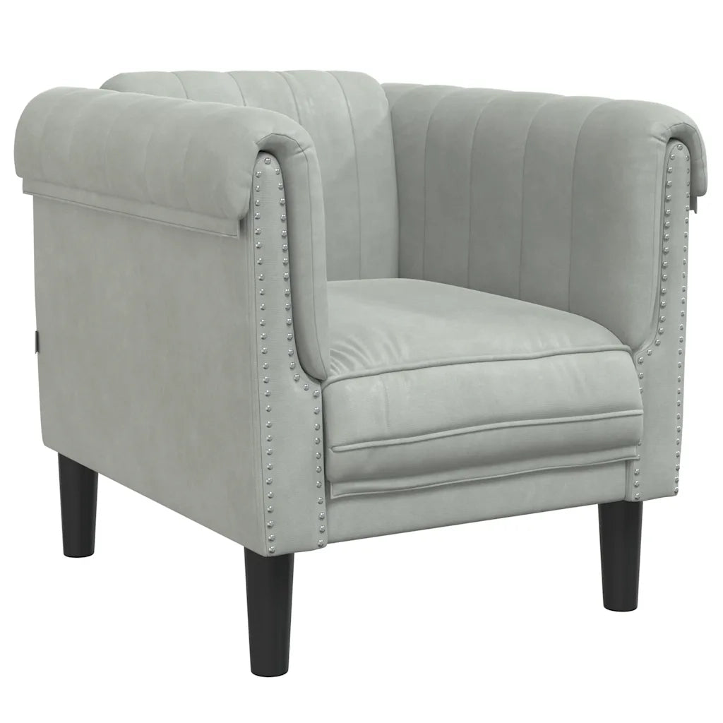 Poltrona | Sedia Relax Grigio Chiaro in Velluto