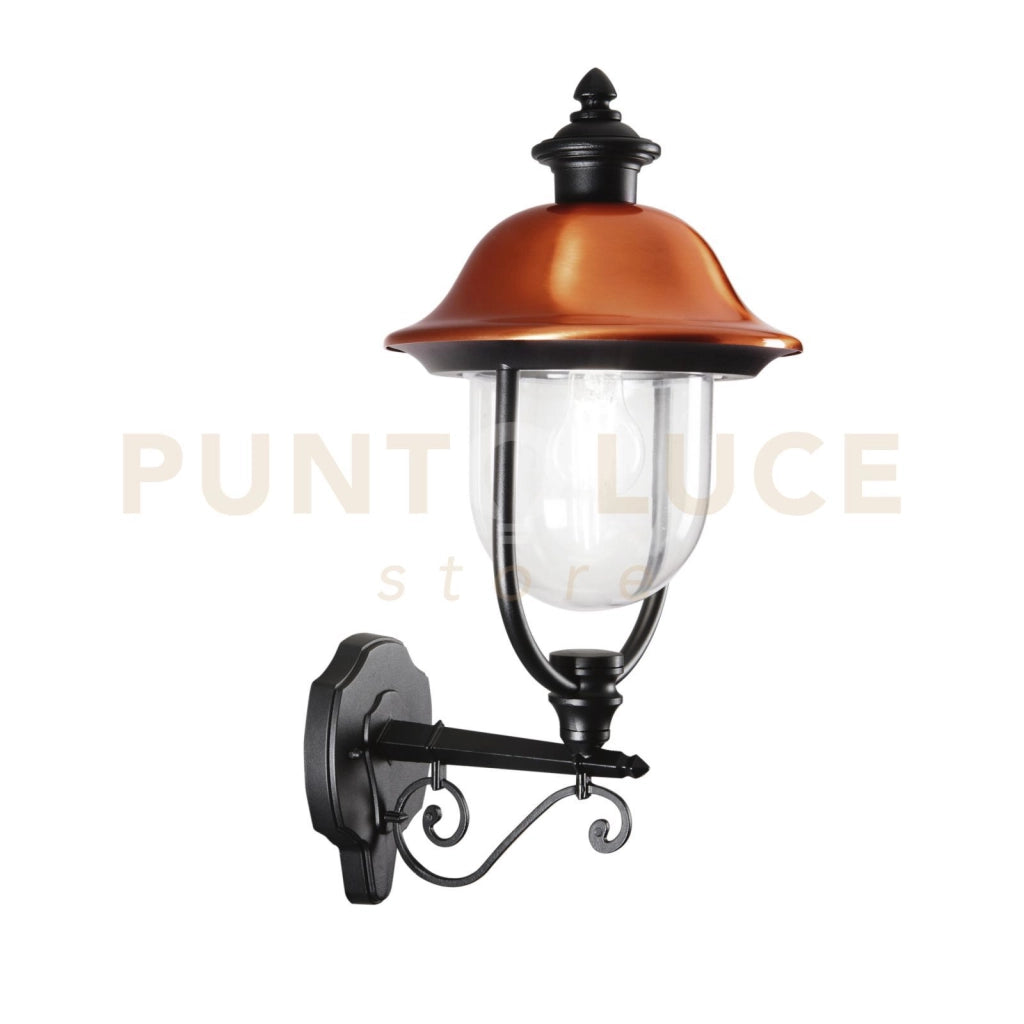 APPLIQUE UP VENEZIA NERA E RAME 1 LUCE ATTACCO E27 IP44 25X29X52,5CM