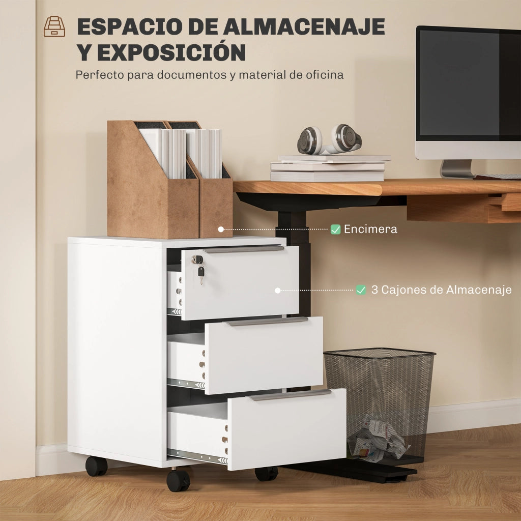 Scrivania con cassettiere ¨C zephmum ¨C 40x40x63,5 cm bianco
