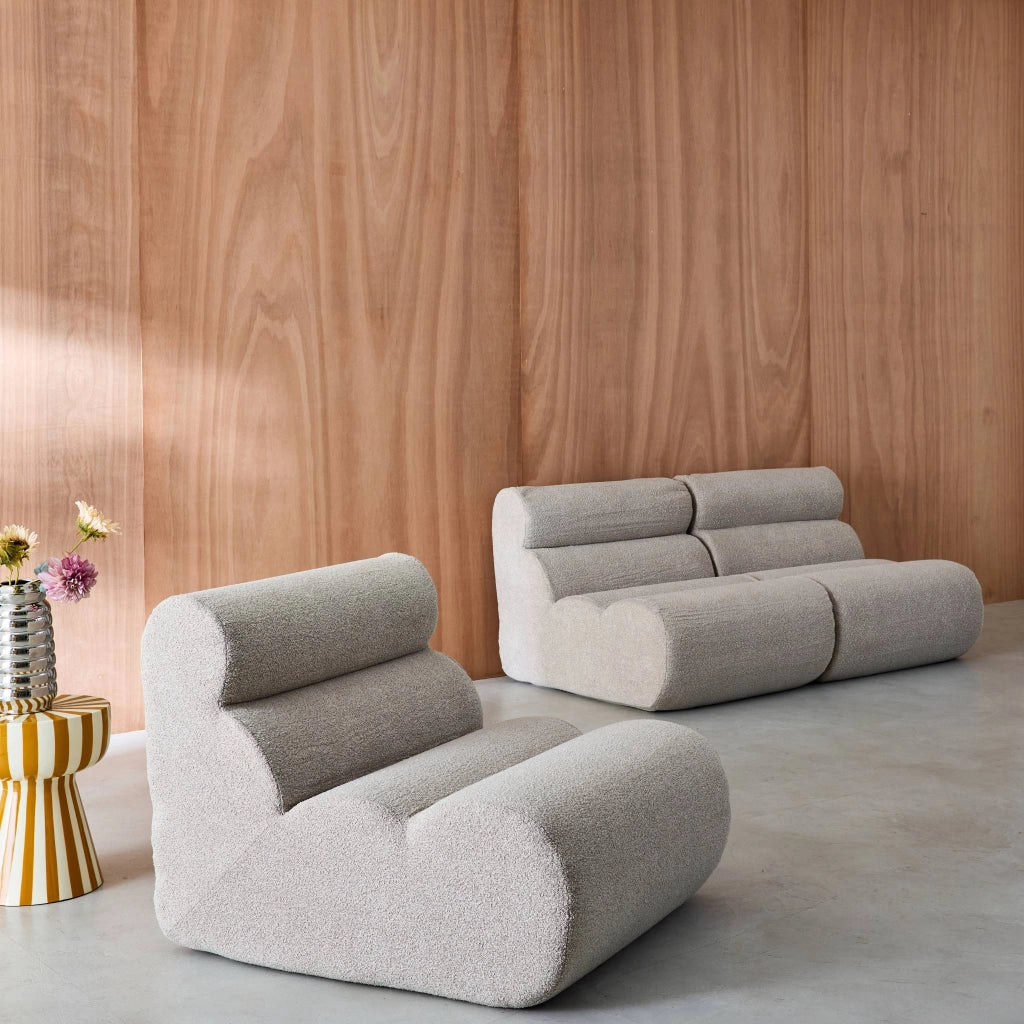 Divano modulare in tessuto bouclé, 3 posti, beige