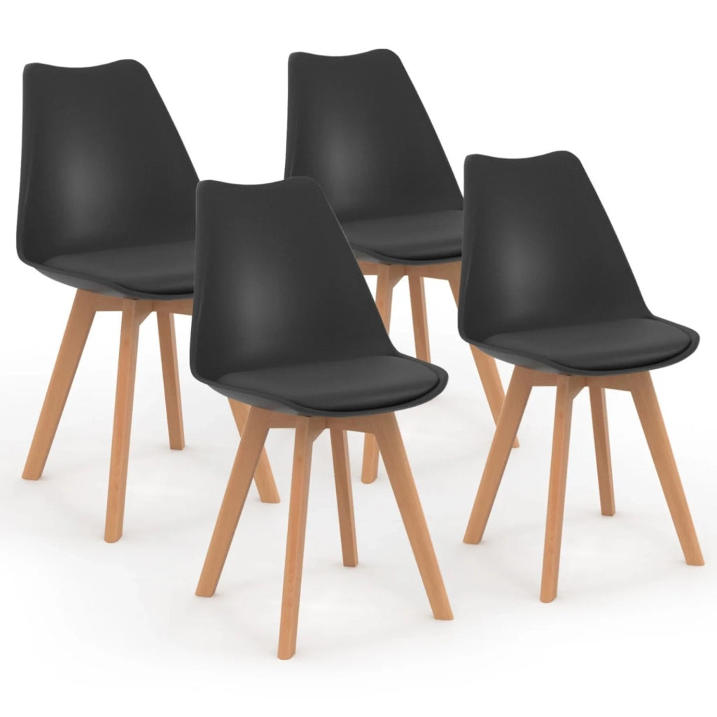IDMarket - Tavolo da pranzo rotondo ALIX 110 cm in legno e nero e set di 4 sedie SARA nere