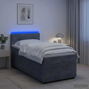 Letto con Box Spring, Materasso e LED Grigio Scuro 90 x 190 cm 3453248
