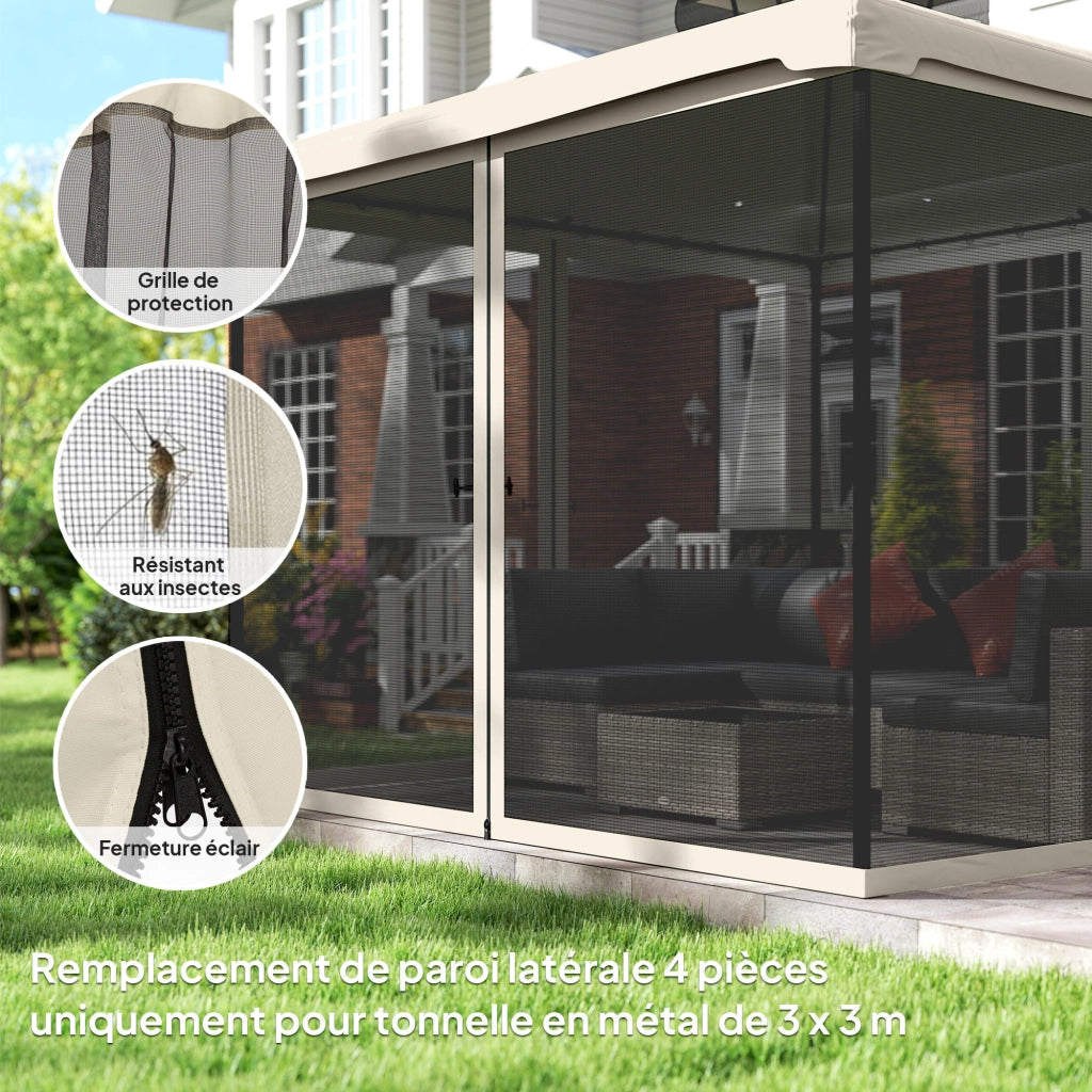 Zanzariera per gazebo 3x3 m ¨C Minimal ¨C 4 pezzi in nylon con cerniere