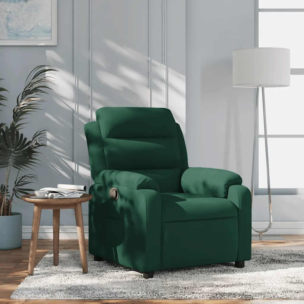 Poltrona | Sedia Relax Reclinabile Verde Scuro in Velluto