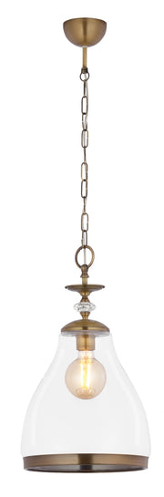 Lampada a sospensione industriale catena ottone vetro E27