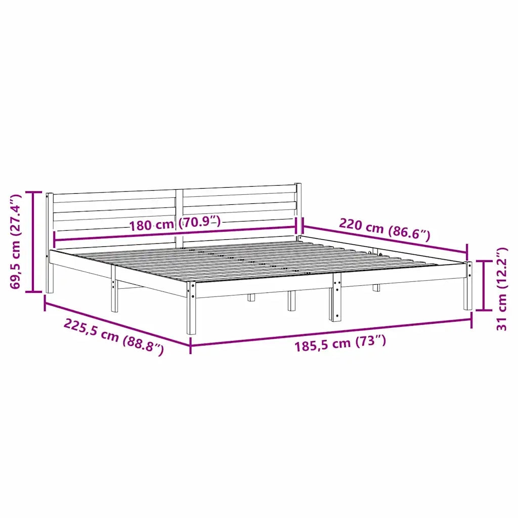 Struttura del letto Marrone 225,5 x 185,5 x 69,5 cm 869784