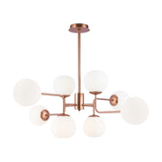 Lampadario Erich rame sfere bianche Maytoni MOD221-PL-08-G