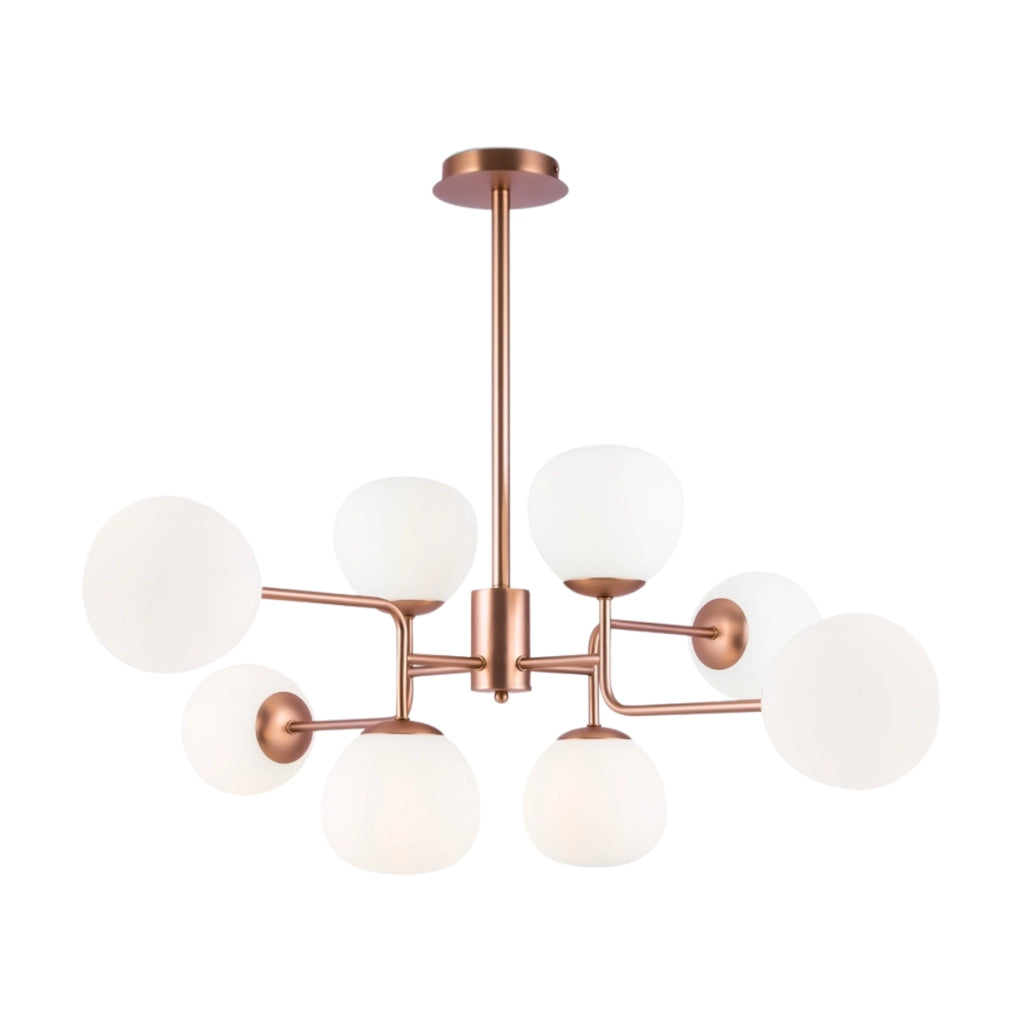 Lampadario Erich rame sfere bianche Maytoni MOD221-PL-08-G