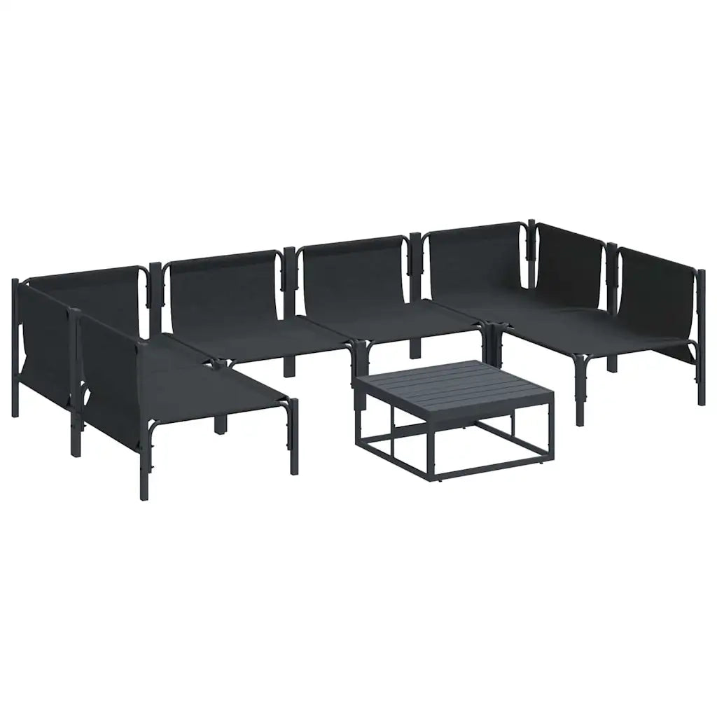 Set Divano da Giardino con cuscino 7 pcs Nero Acciaio