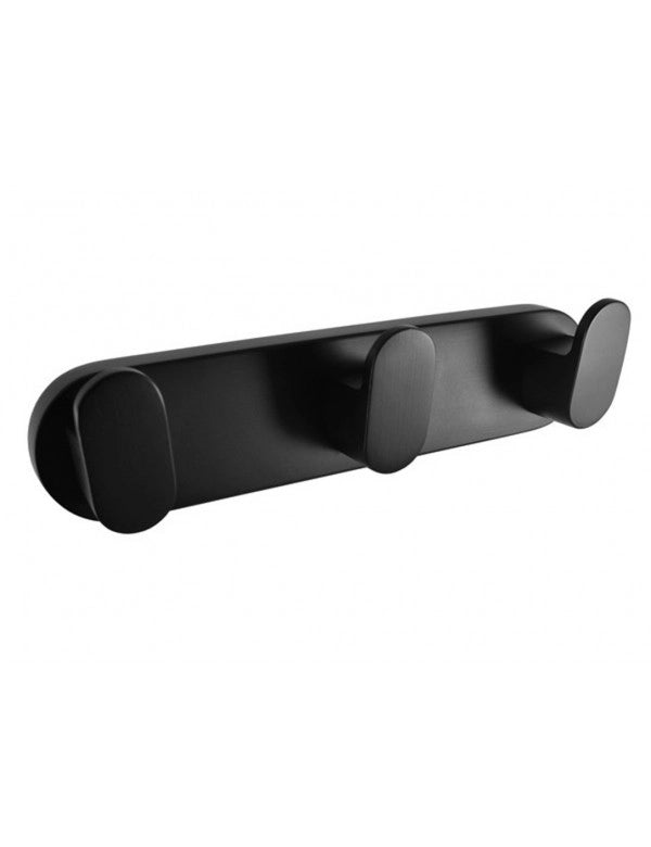 YUKON Gancio Triplo Cappotto in Ottone Nero Opaco 18 cm
