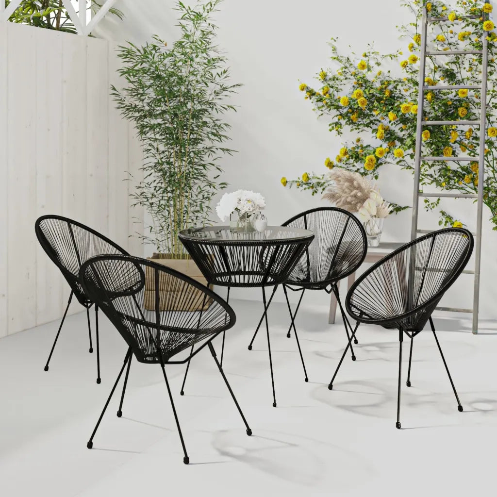 Set da Pranzo per Giardino 5 pz | Set Salotto da Giardino in Rattan PVC Nero