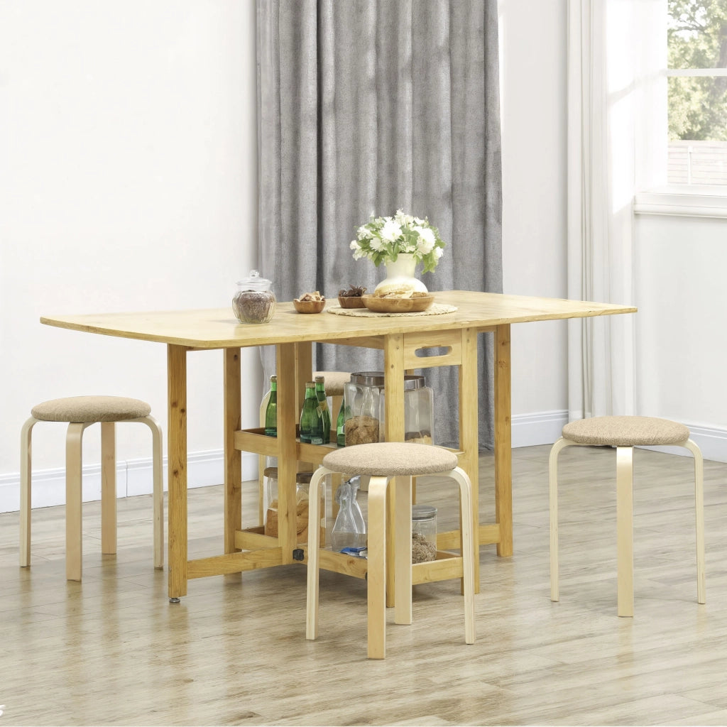 Set 4 Sgabelli Impilabili Imbottiti ¨C Xylo ¨C Tessuto Gambe Legno Cachi