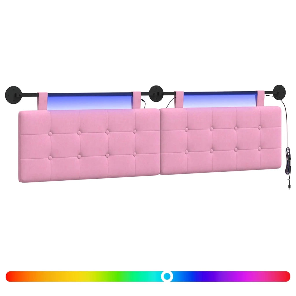 Testiera sospesa Con luce LED Rosa Tessuto 3424481