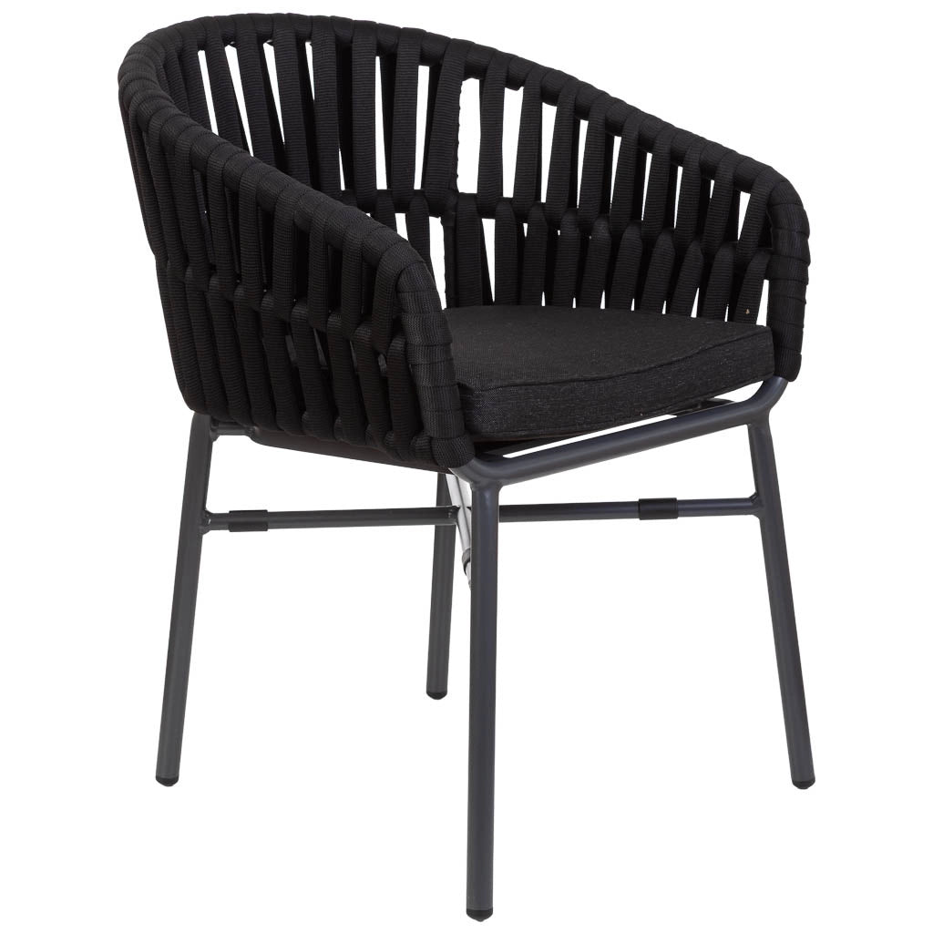 Sedia in alluminio con corda nero 58x61x77