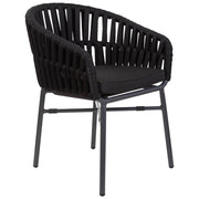 Sedia in alluminio con corda nero 58x61x77