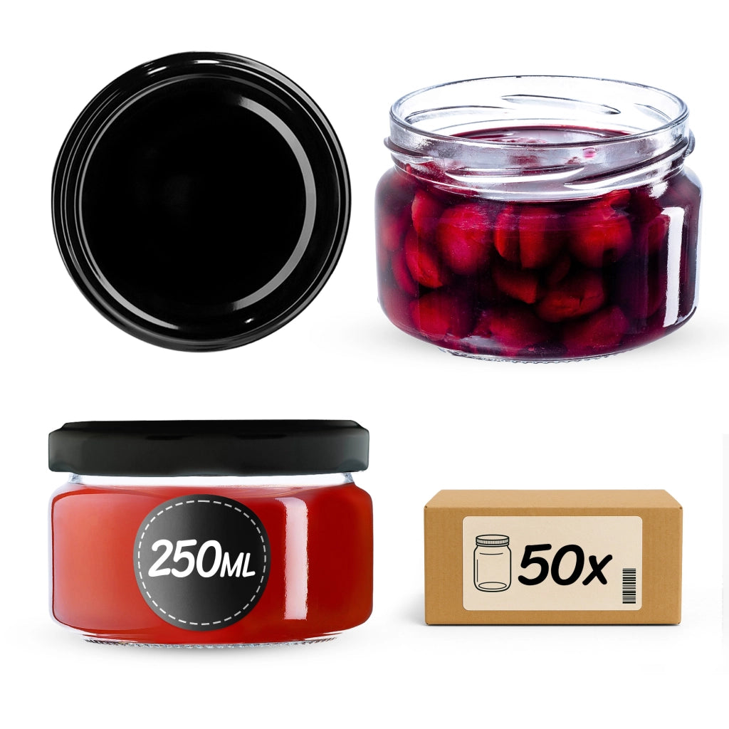 KADAX 50x Barattolo per conserve 250ml + Coperchio Fi82 miele