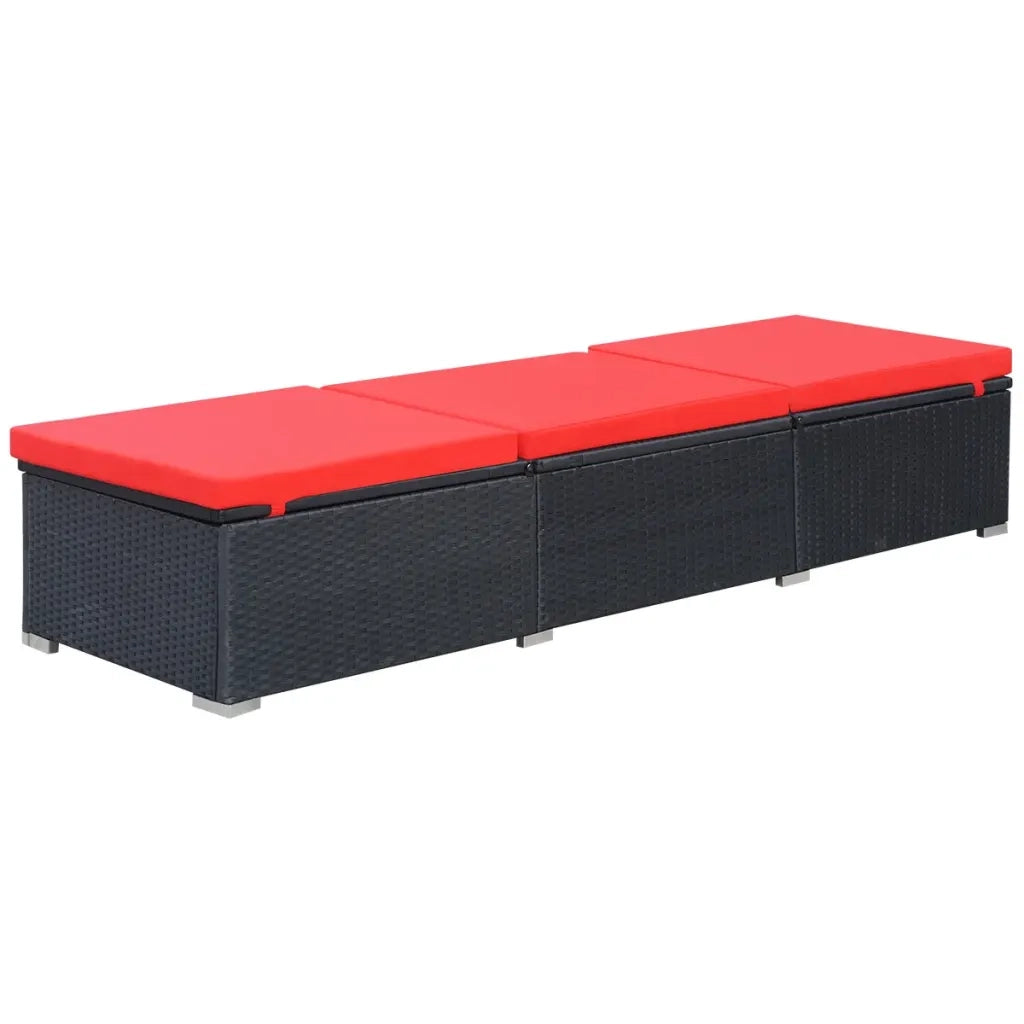 Lettino Prendisole con Cuscino in Polyrattan Nero 44405