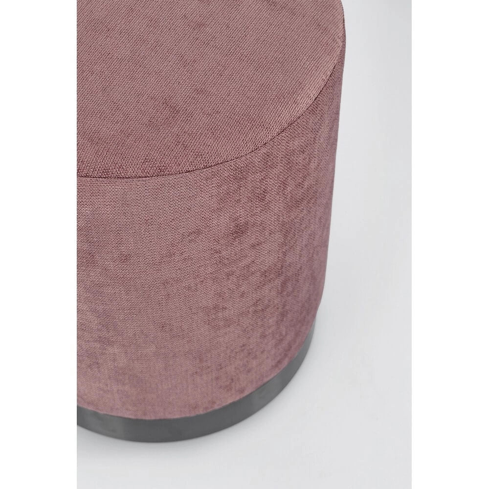 Pouf Rotondo Imbottito in Tessuto con Base in Acciaio - LEE