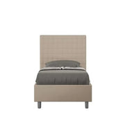 Letto singolo con rete imbottito 90x190 similpelle tortora Sunny