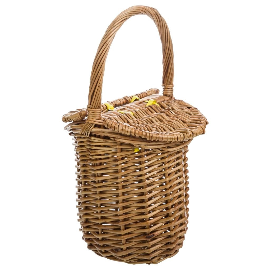 Cesto in vimini marrone con coperchio 17x13x17/27h